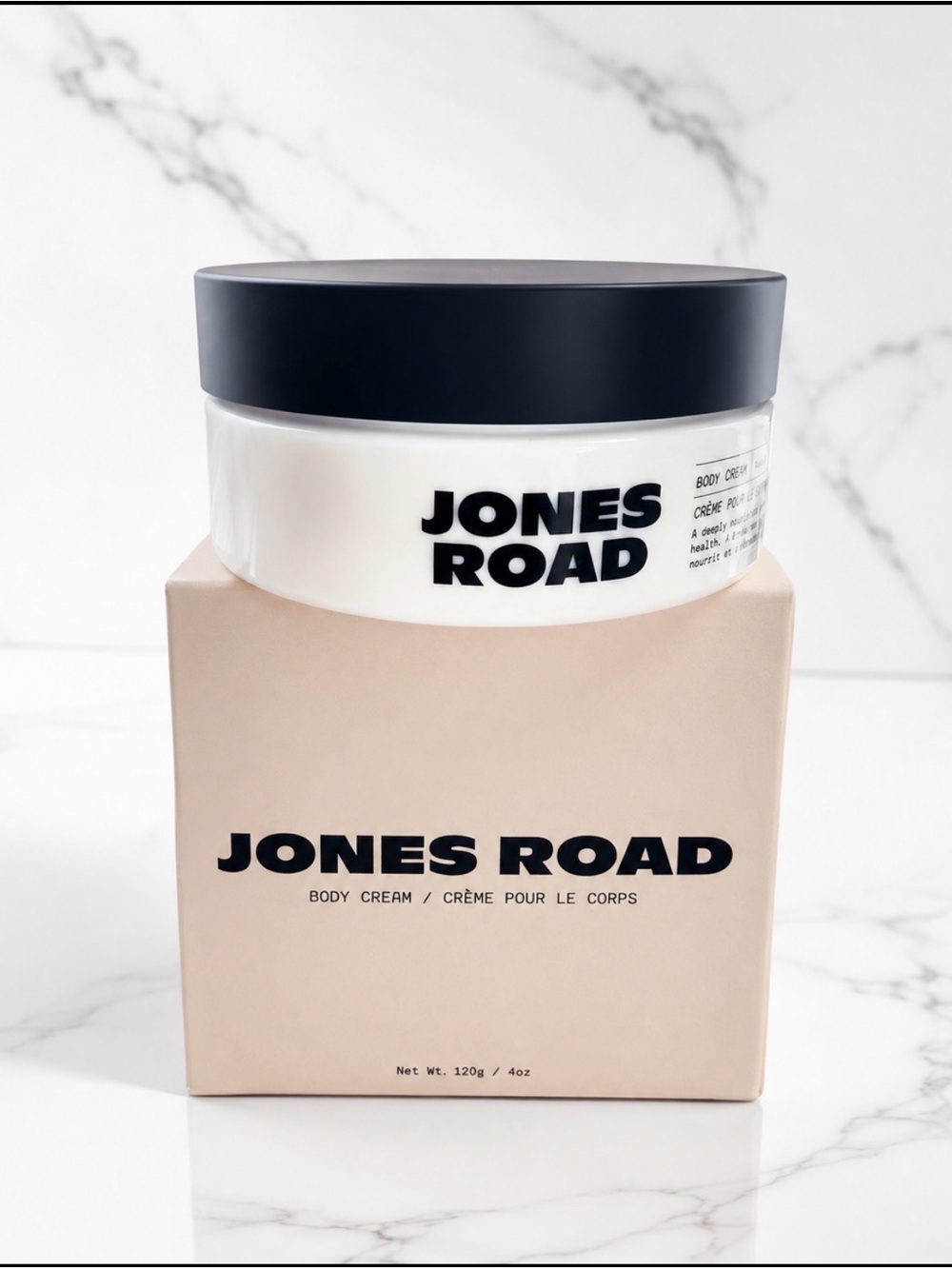 Jones Road Body Cream in Black Lid and Beige Box